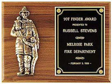 Fireman Emblem Plaque | Walnut Cast Metal