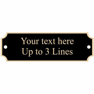 Black nameplate with gold border, 2 screw holes, 3.25" x 1"