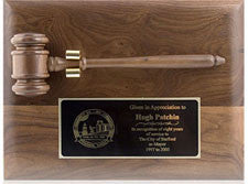 Walnut gavel plaque with solid walnut gavel from Awards2you
