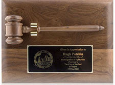 Walnut gavel plaque with solid walnut gavel from Awards2you