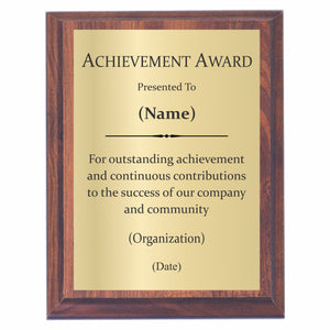 Achievement Award Plaque