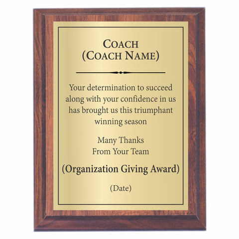 Coach Award Plaque