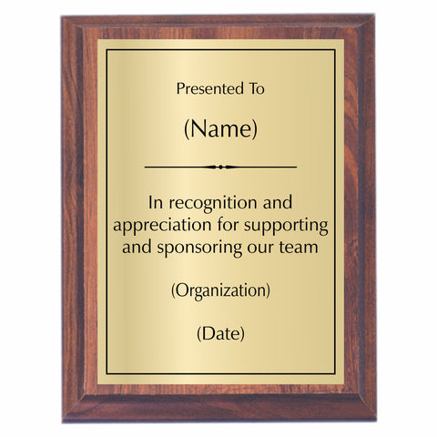 Recognition Plaque