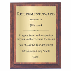 Retirement Award Plaque