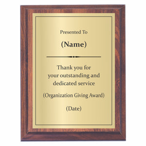 Dedicated Service Award Plaque