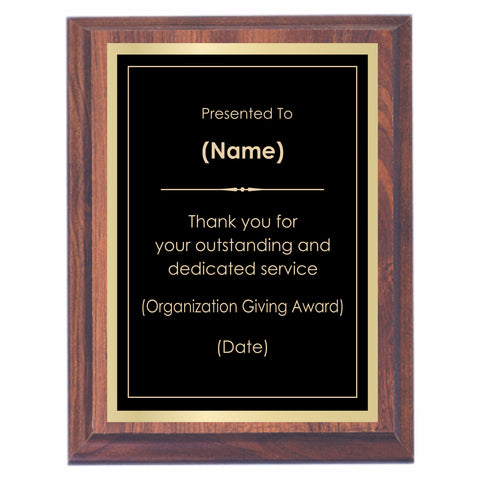 Service Premier Award Plaque