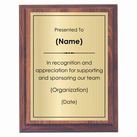 Sponsor Award Plaque