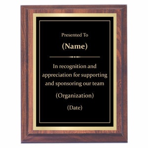 Sponsor Premier Award Plaque