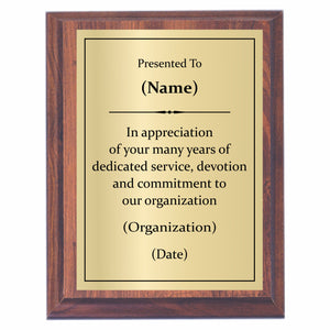 Years of Service Award Plaque