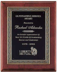 Rosewood Award Plaque with Bronze Casting