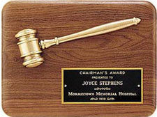 Walnut gavel plaque with gold gavel by Awards2you