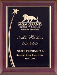 Rosewood shooting star plaque from Awards2you