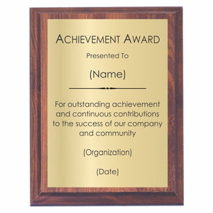 Achievement Award Plaque