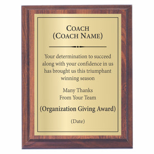 Coach Award Plaque