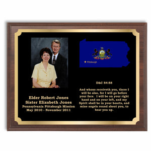 Missionary Plaque with your photo, text and map with flag