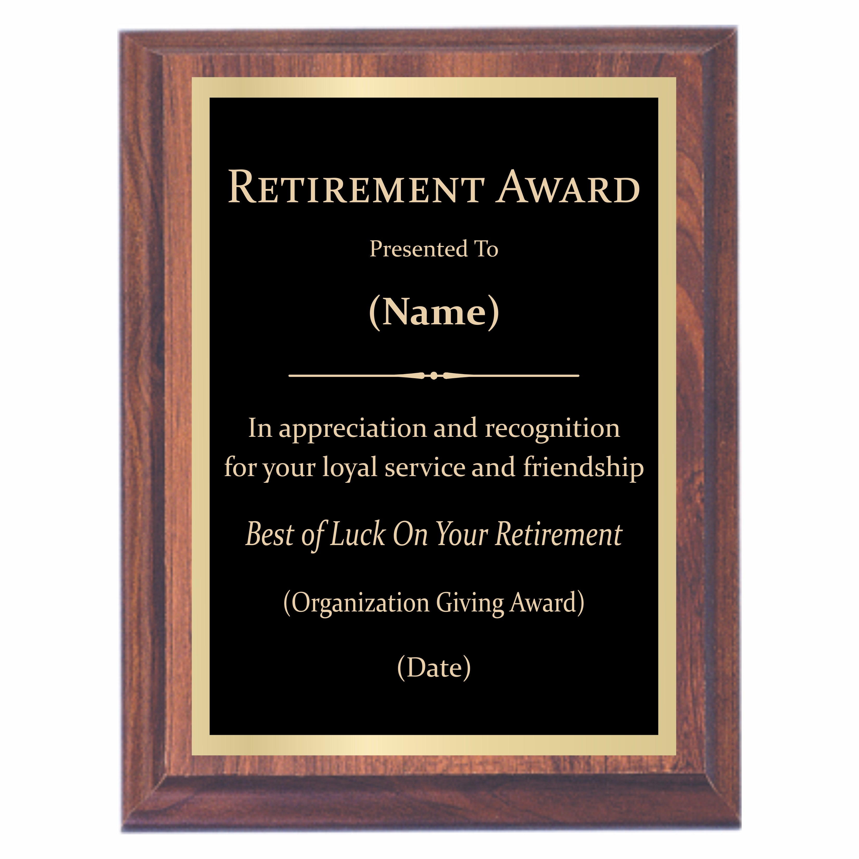 Retirement Award Inscription Unique Retirement Plaques With Sample