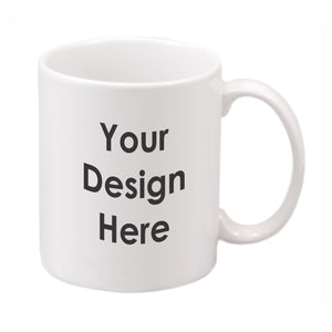 White ceramic mug imprinted with your custom design