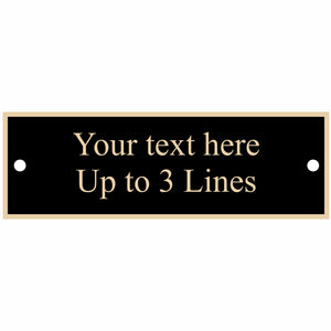 Black nameplate with gold border, square corners, 2 screw holes, 2.75" x .875"